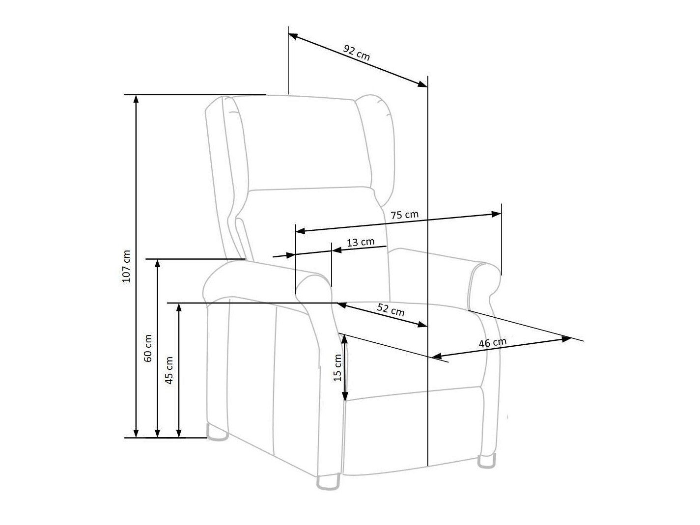 Reclinerlenestol Houston 854 (Grå)