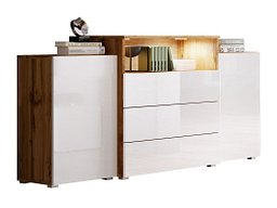 Kommode Sarasota 127 (Wotan eik + Høyglans hvit)