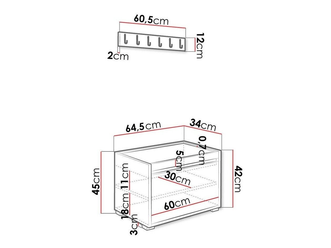 Møbelsett til entré Comfivo Pinus V (Hvit + Soft 017)