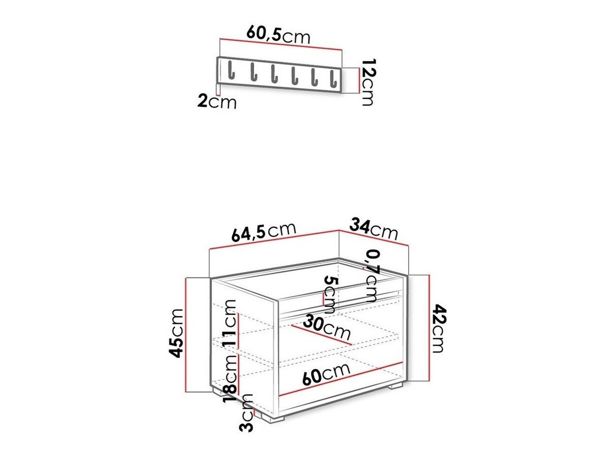 Møbelsett til entré Comfivo Pinus VIII (Hvit + Soft 011)