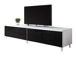 TV-benk Hortus I (Hvit + Svart høyglans)
