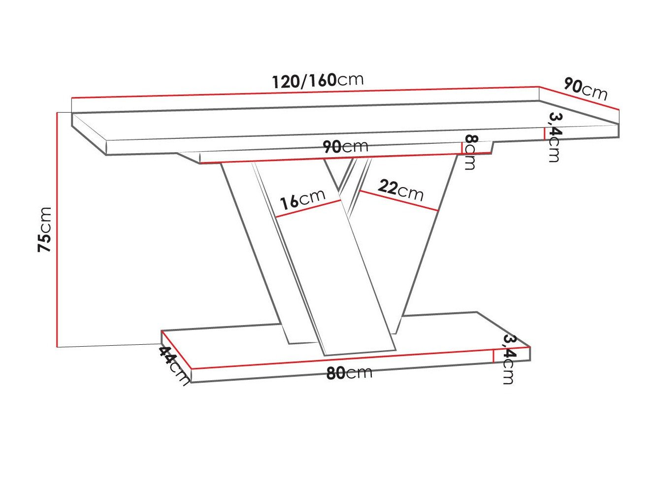 Bord Goodyear 125 (Artisan eik + Svart)