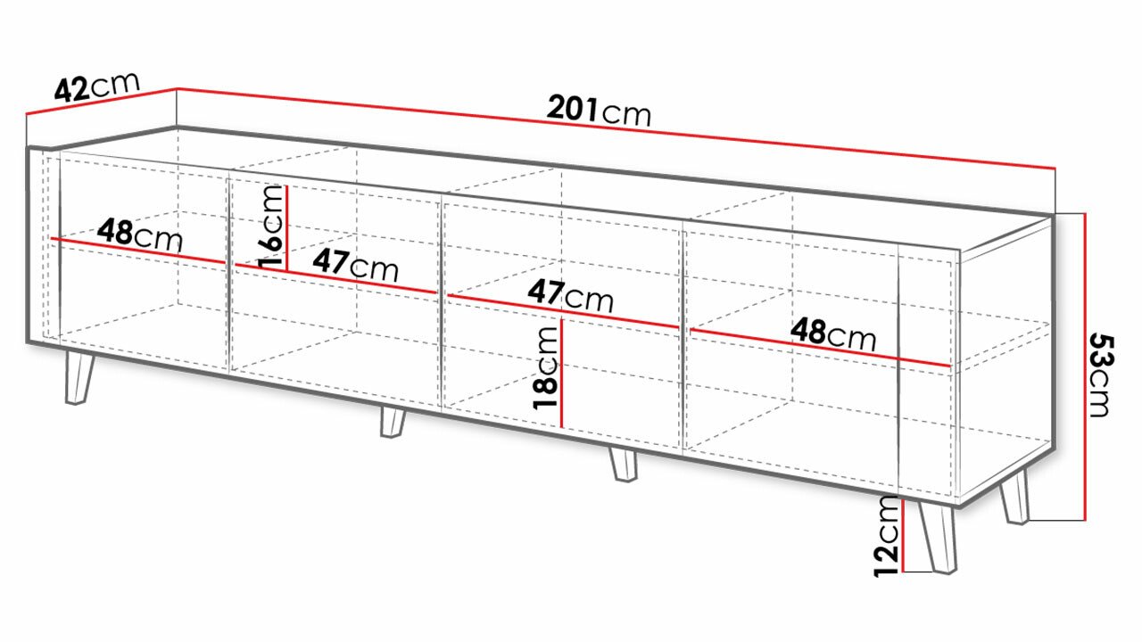 TV-benk Charlotte 184 (Svart + Craft eik)