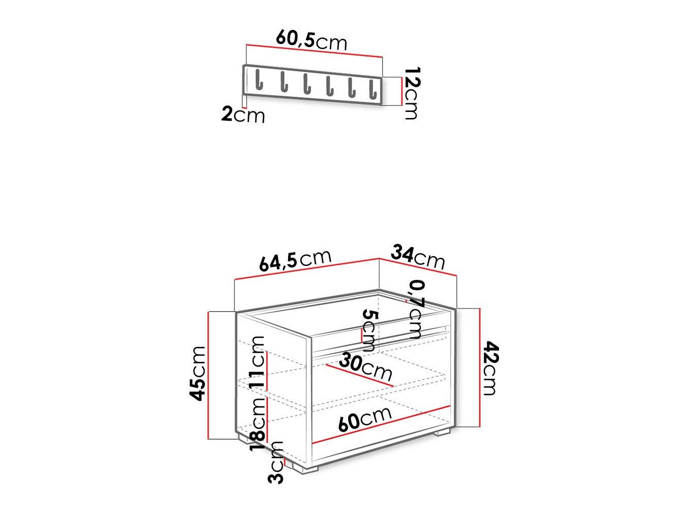 Møbelsett til entré Comfivo Pinus V (Hvit + Manila 04)