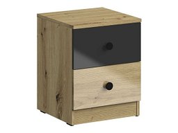 Nattbord Mirelbu 108 (Artisan eik + Svart høyglans)