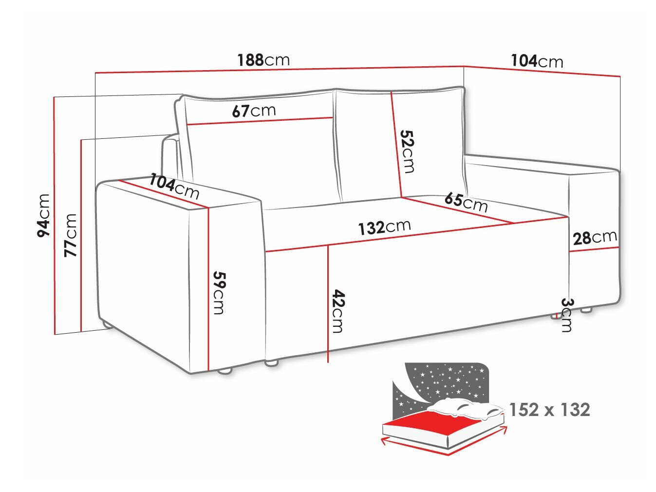 Sovesofa Clovis 107 (Manila 16)