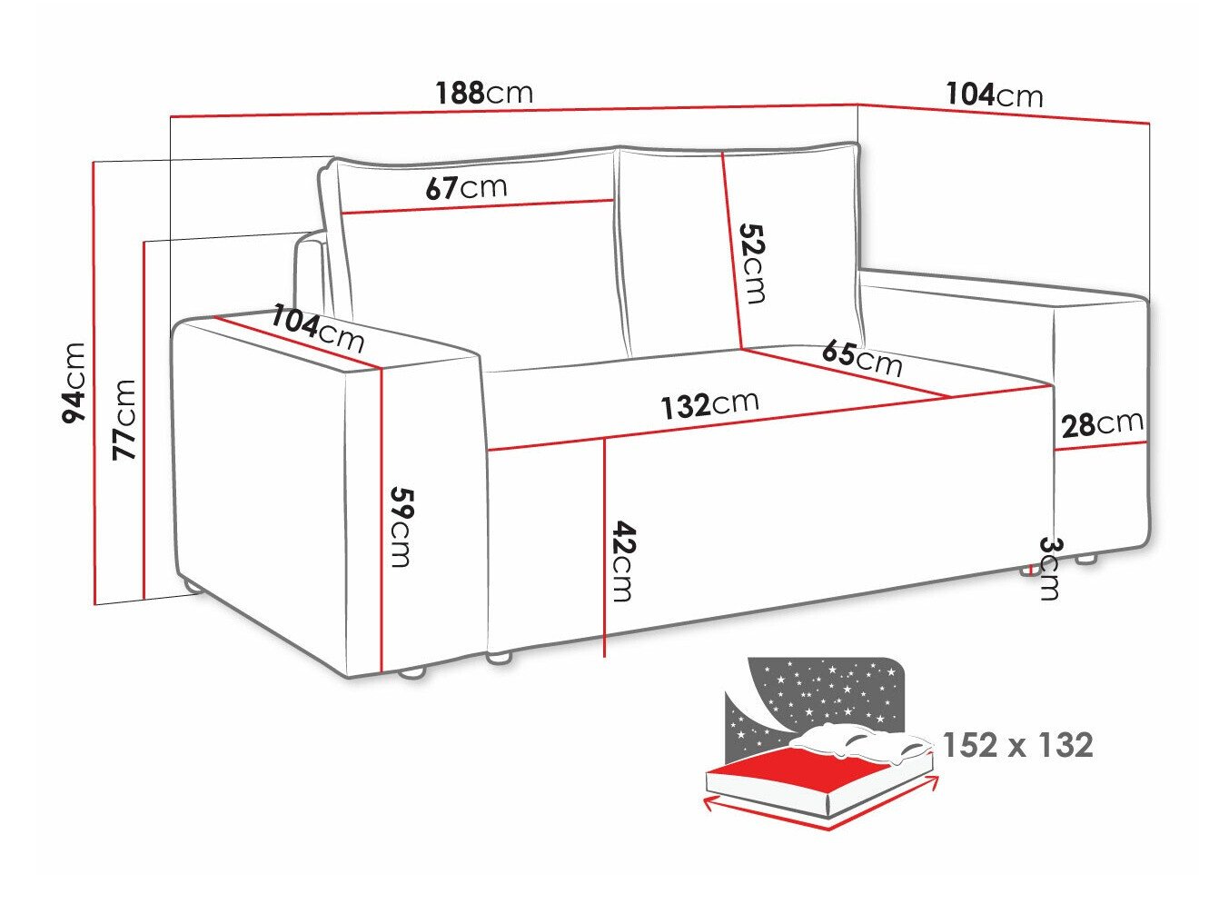 Sovesofa Clovis 107 (Poso 110)