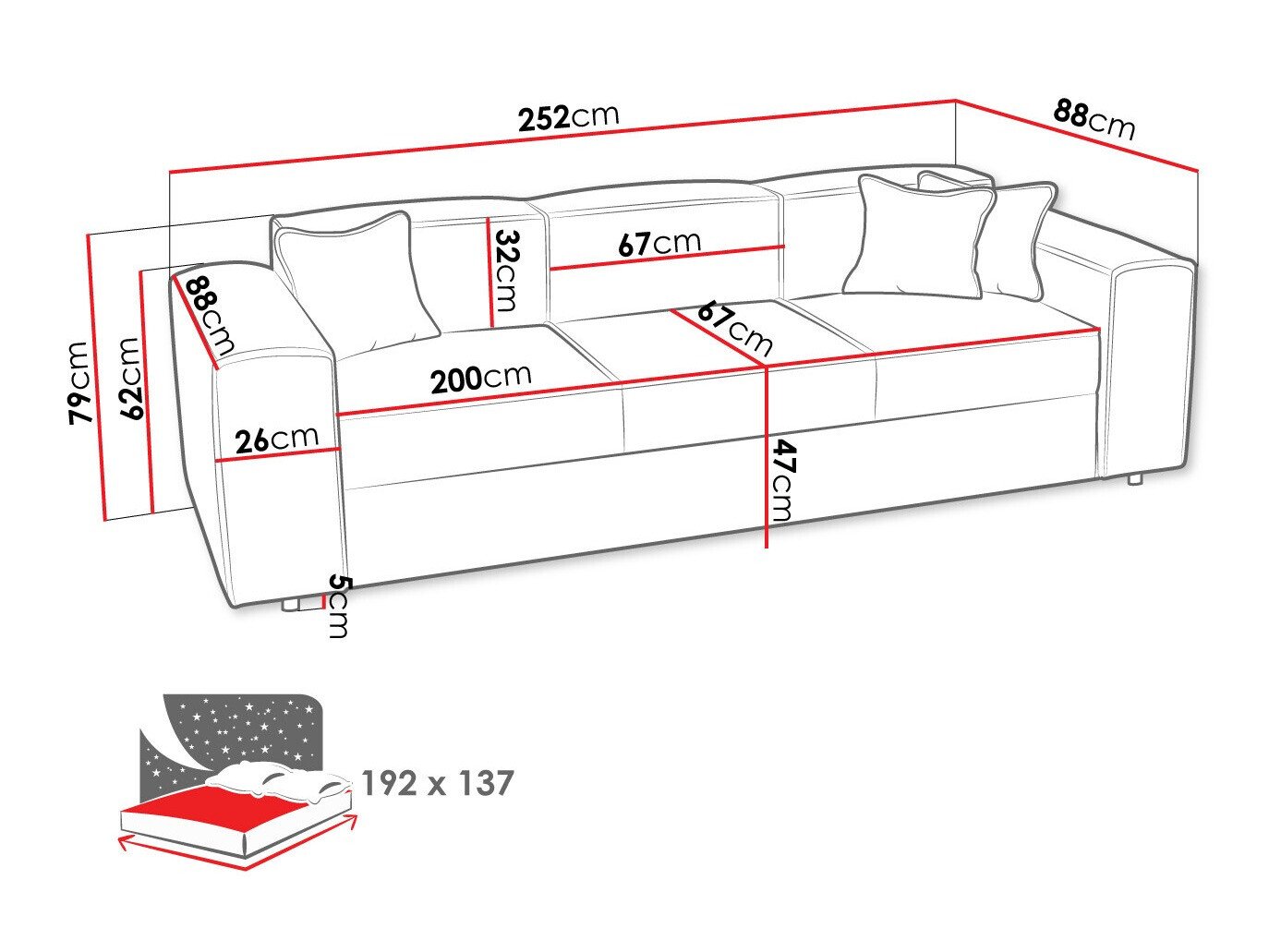 Sovesofa Clovis 114 (Poso 110)