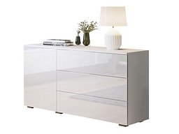 Kommode Sarasota 128 (Hvit + Høyglans hvit)