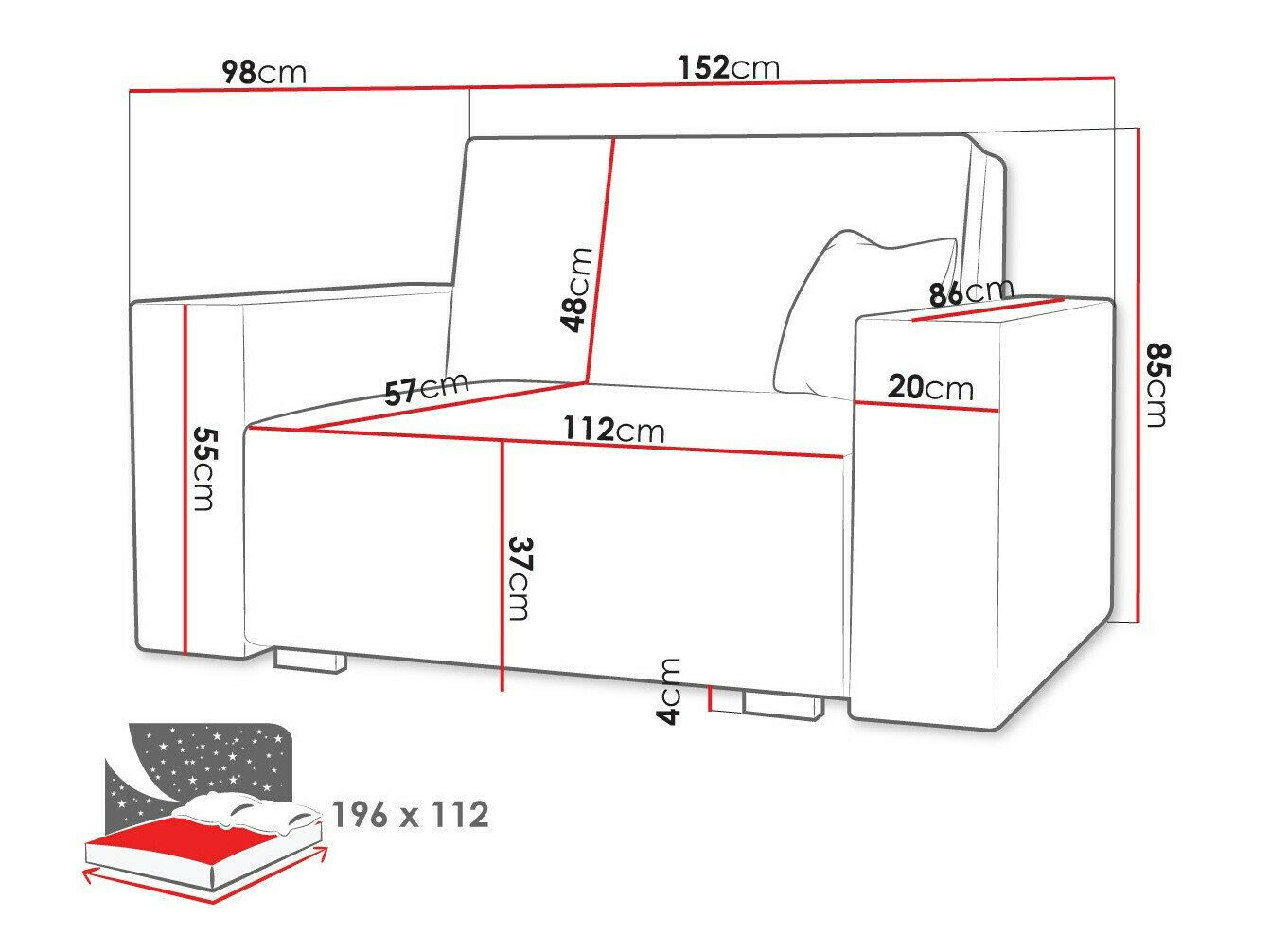 Sovesofa Serora II (Neve 80)