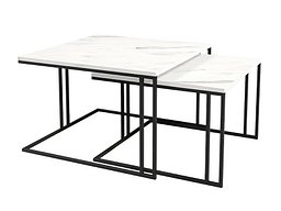 Salongbordsett Oswego 110 (Hvit marmor + Svart)