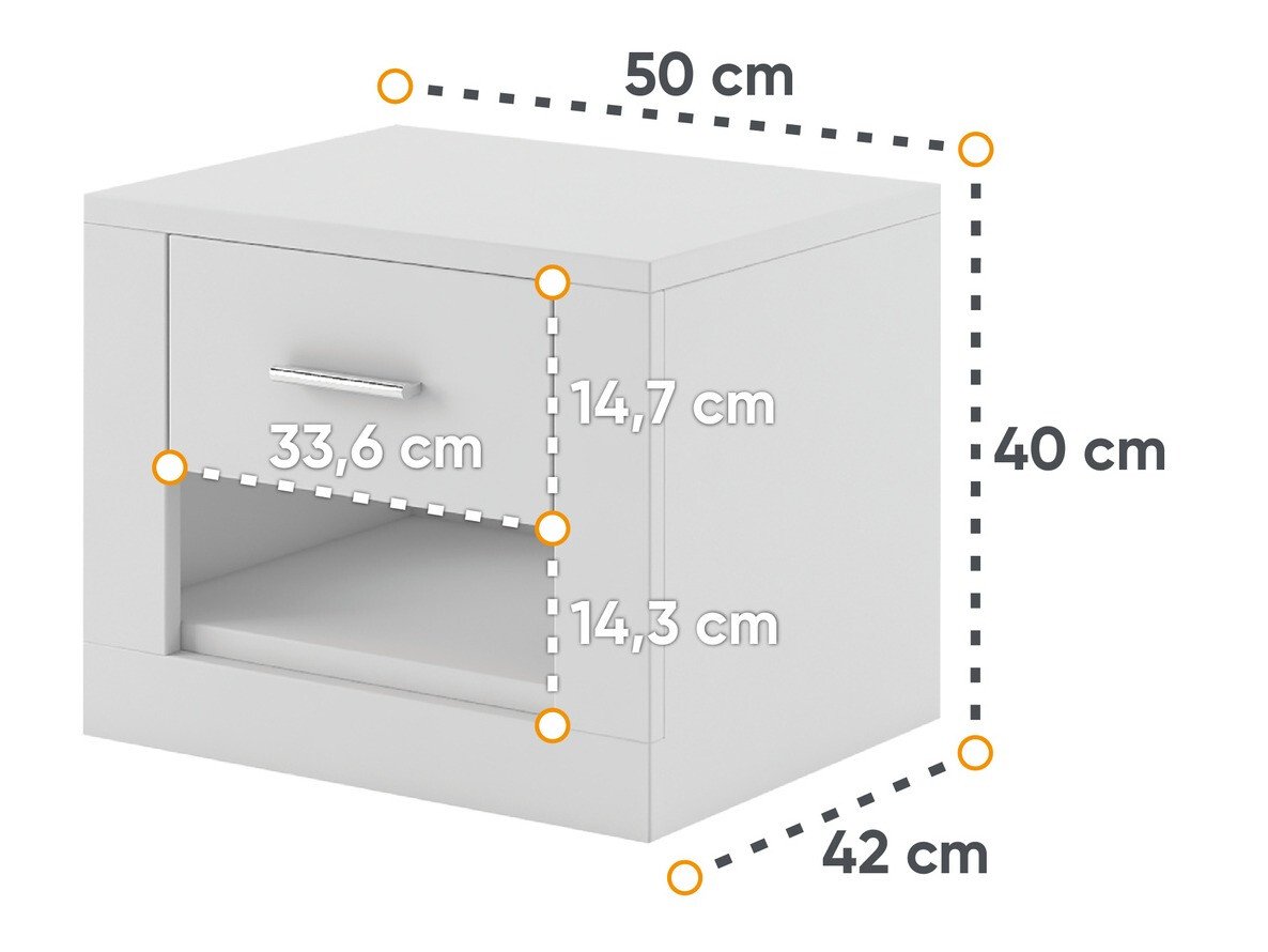 Nattbord Cirdelu 107 (Hvit)