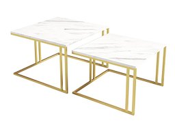 Salongbordsett Oswego 110 (Hvit marmor + Gullfarget)