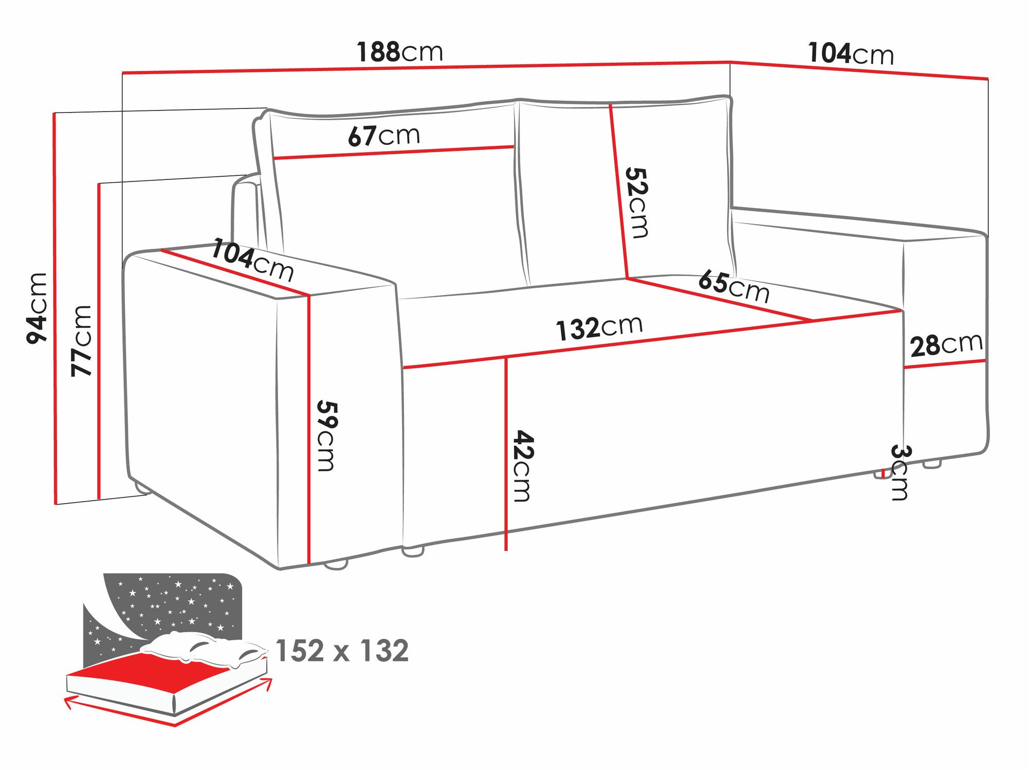 Sovesofa Clovis 107 (Poso 22)