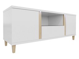 TV-benk Florem (Hvit + Høyglans hvit + Lyst tre)