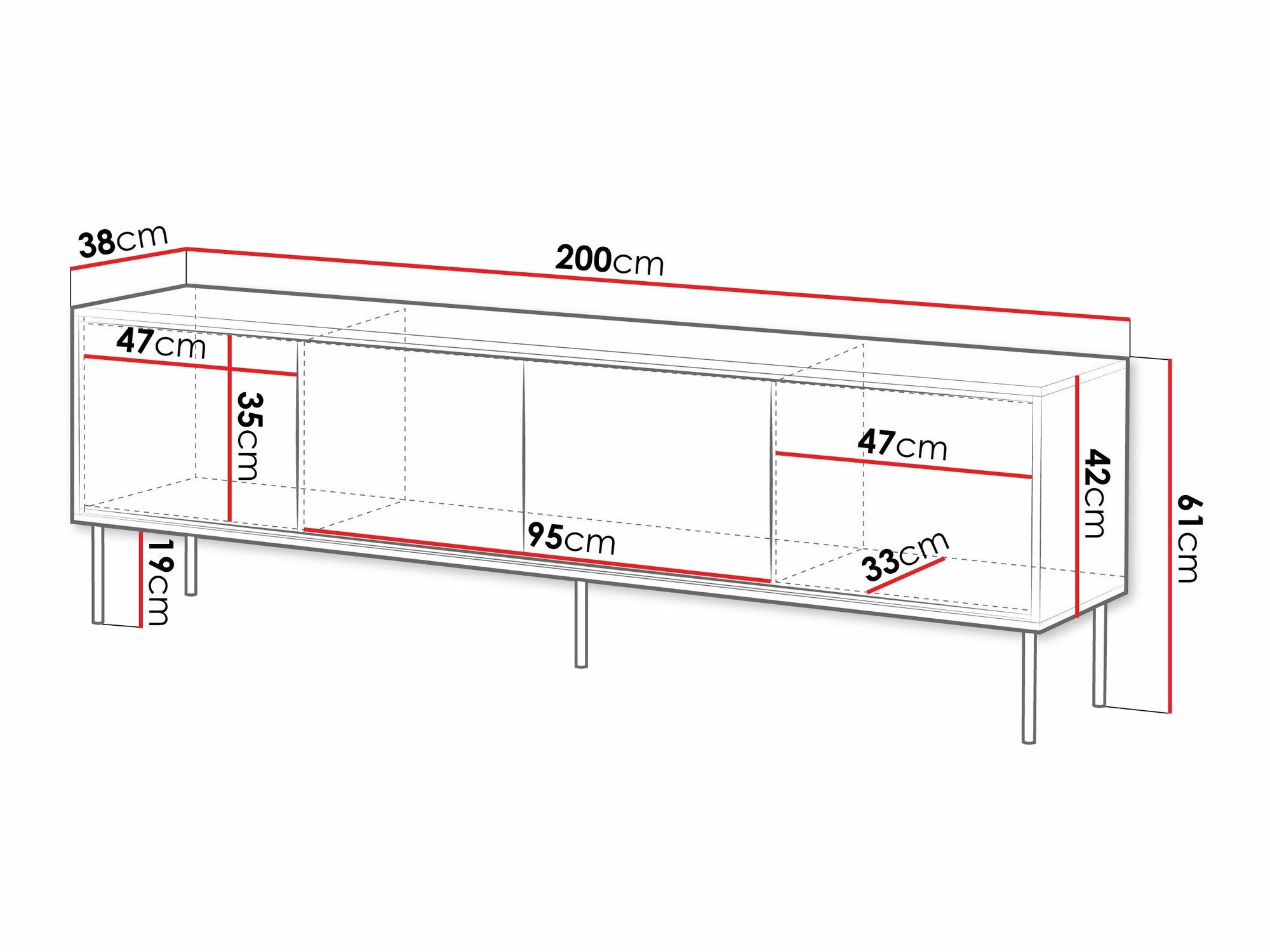 TV-benk Charlotte 209 (Hvit)