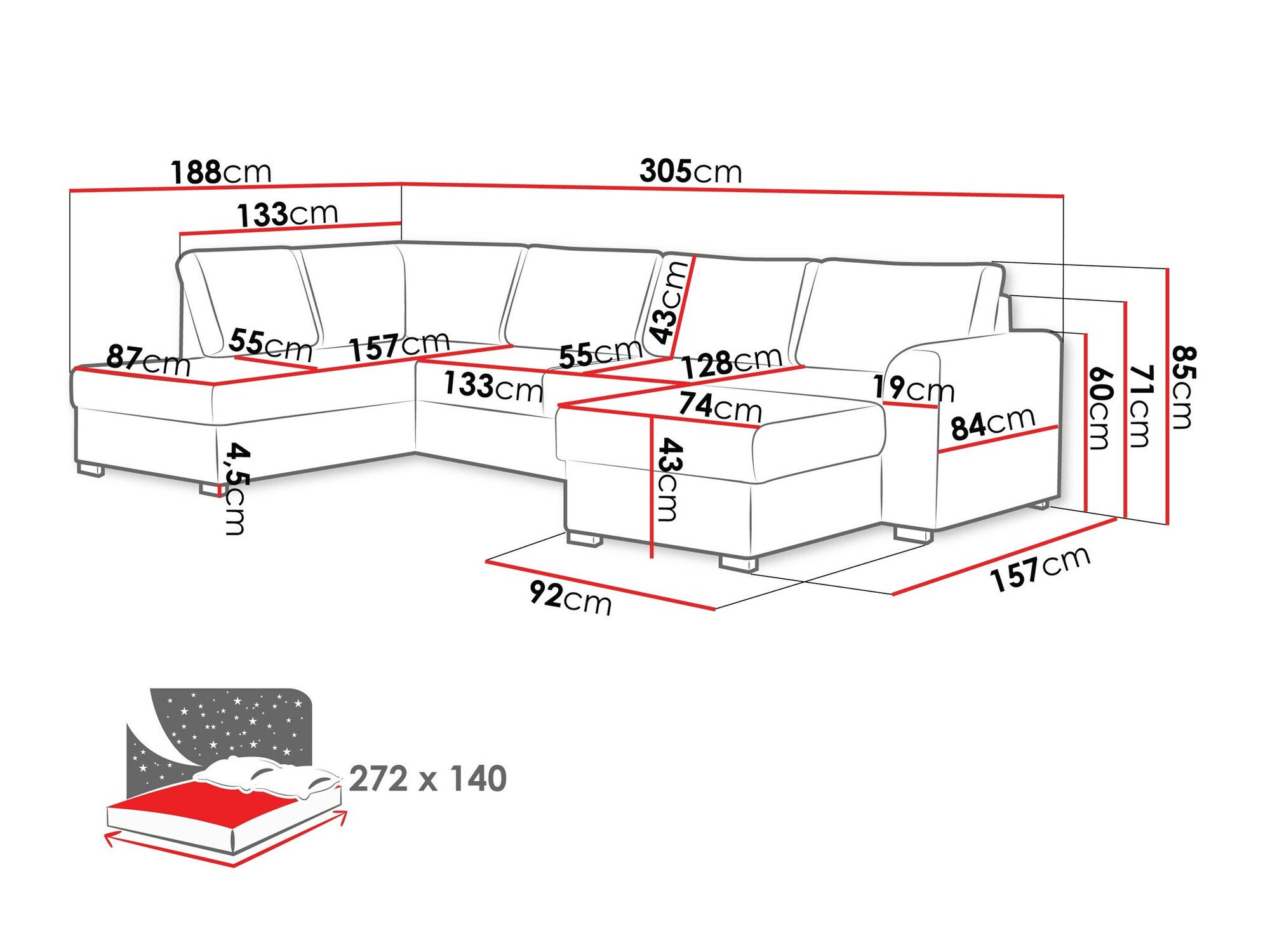 Hjørnesofa Comfivo Flumen (Coral 45)