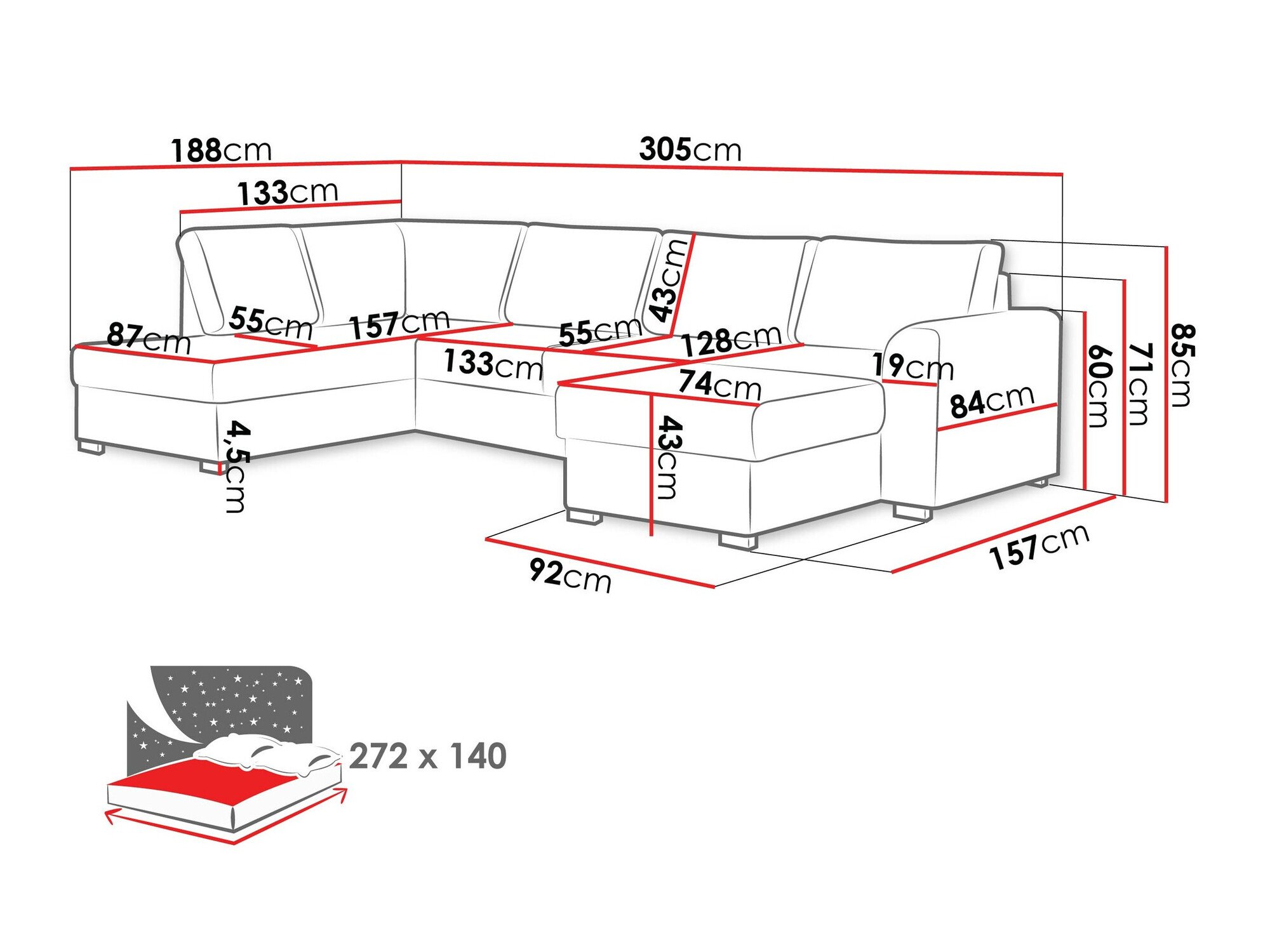Hjørnesofa Comfivo Flumen (Coral 55)