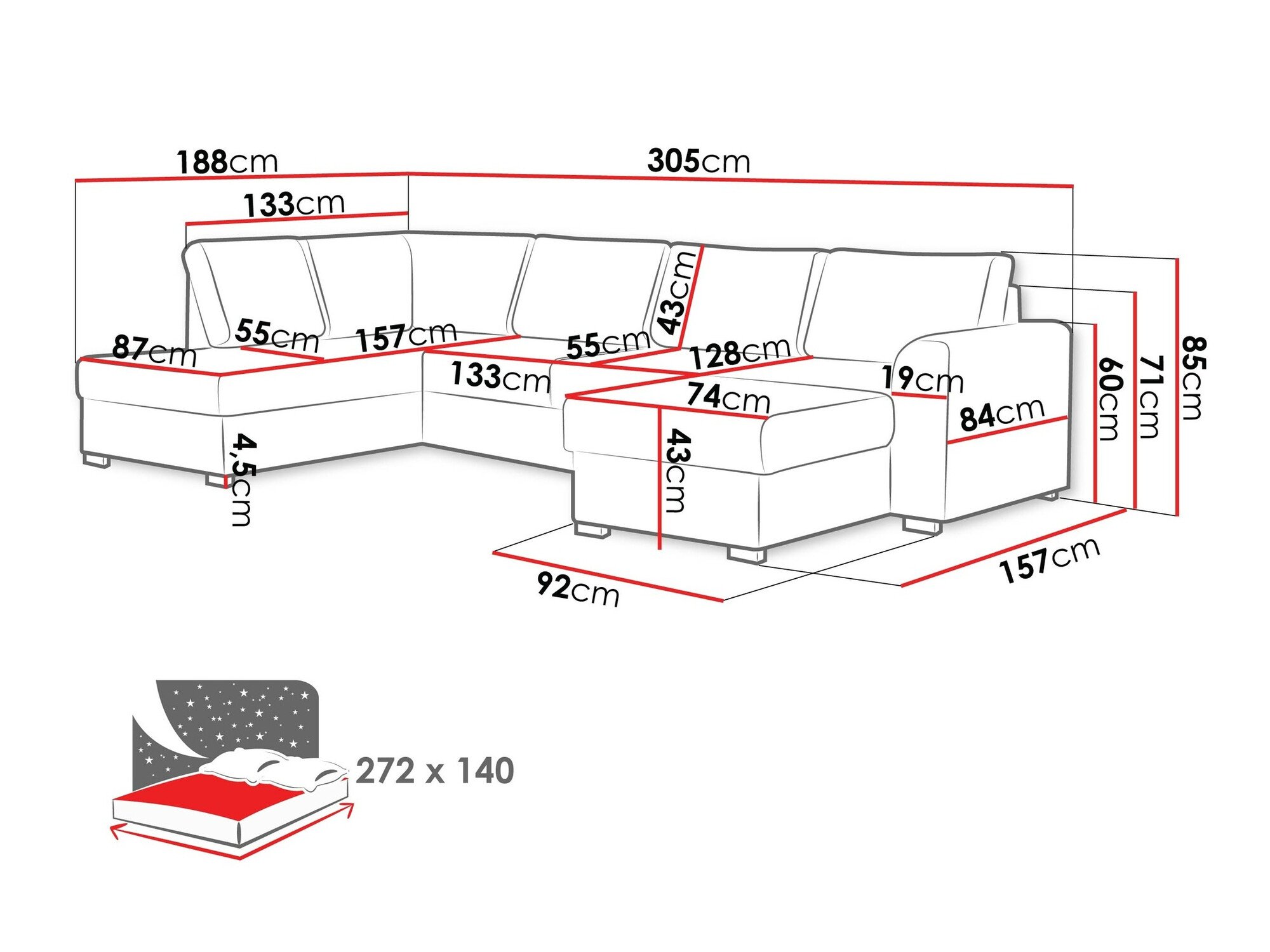 Hjørnesofa Comfivo Flumen (Soft 017 + Lux 06)