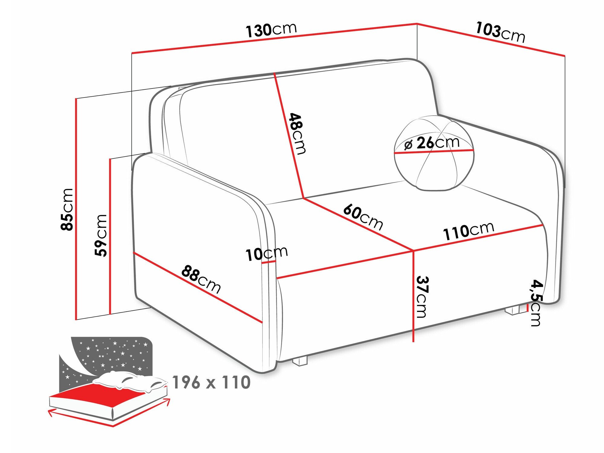 Sovesofa Poetal II (Coral 55)