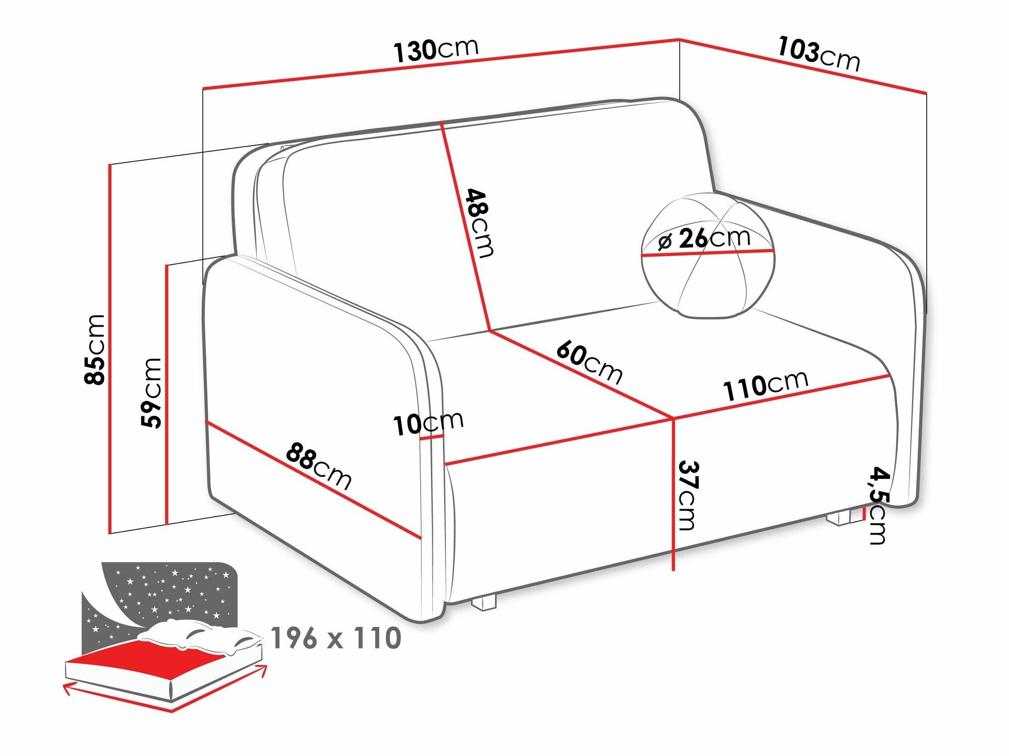 Sovesofa Poetal II (Coral 65)