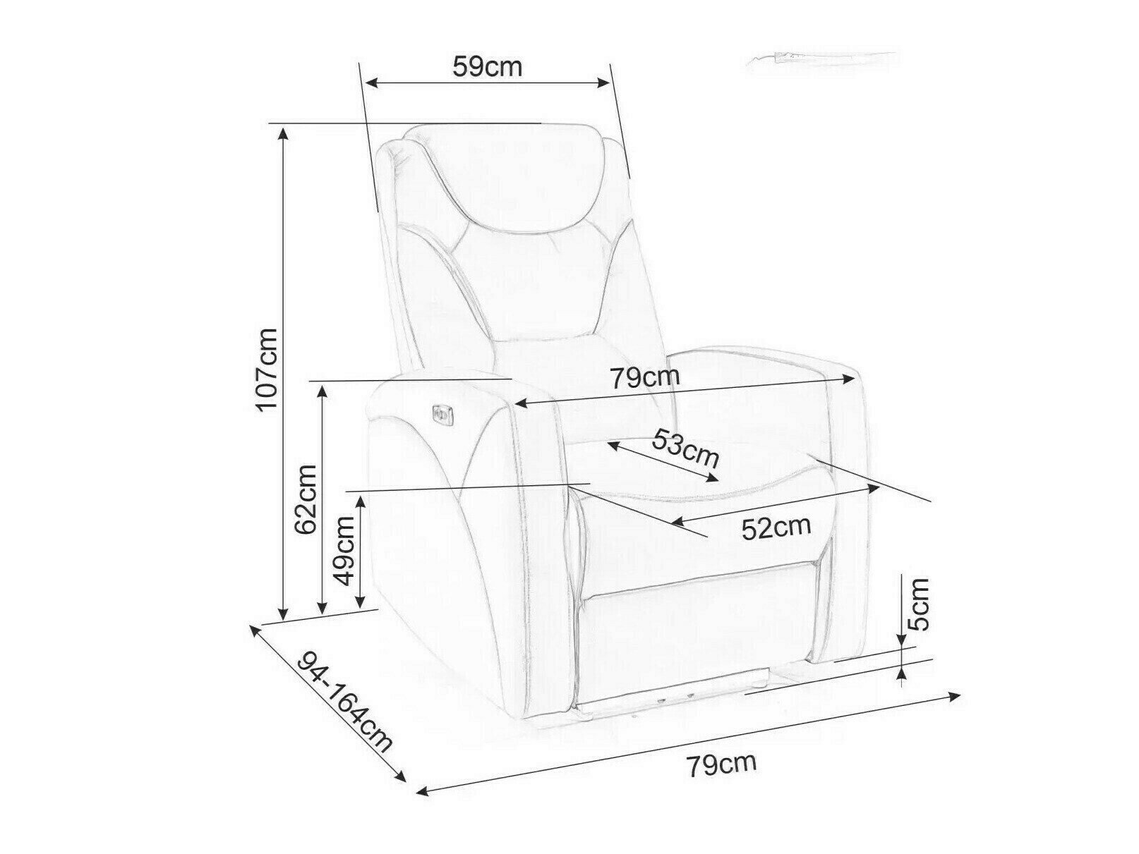 Reclinerlenestol Detroit 167 (Mørkegrå)