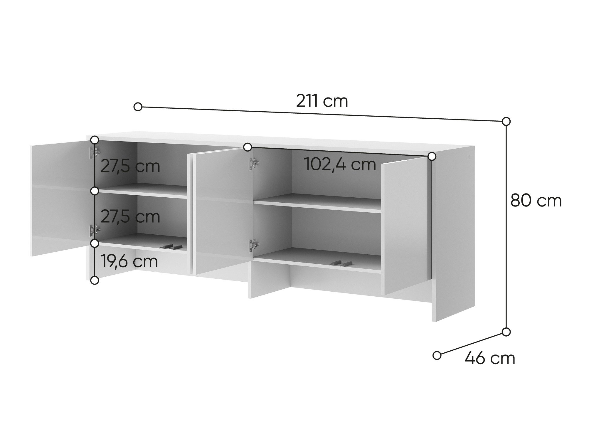 Skjenk Concept Lenart IV (Hvit + Høyglans hvit)