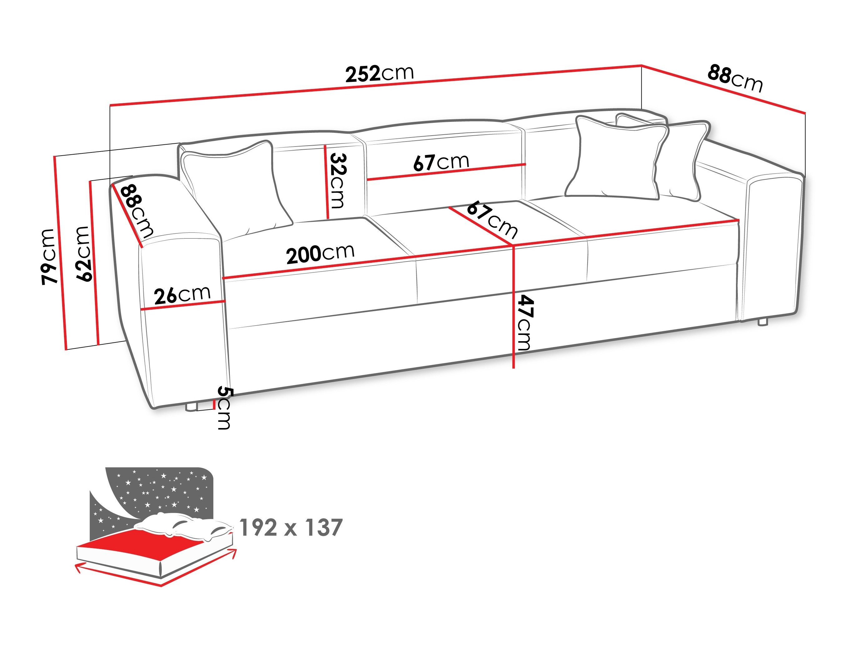 Sovesofa Clovis 114 (Coral 45)