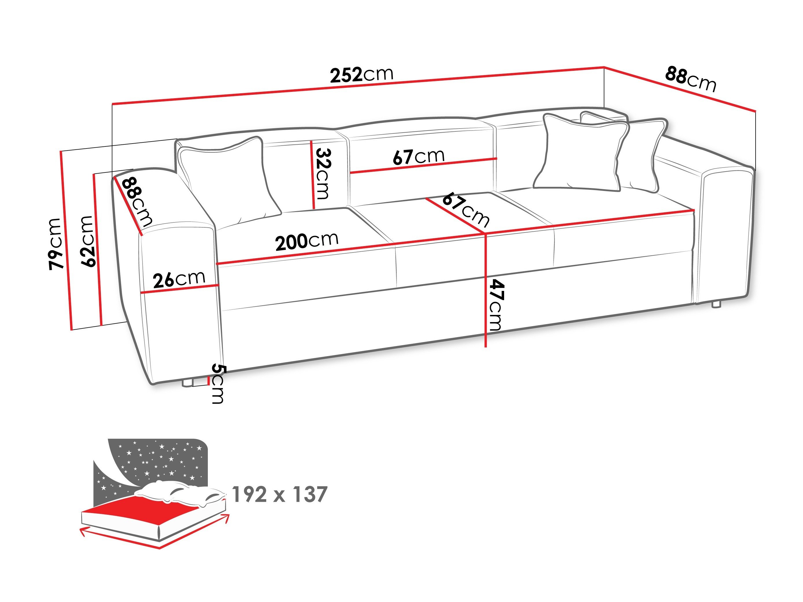 Sovesofa Clovis 114 (Coral 50)