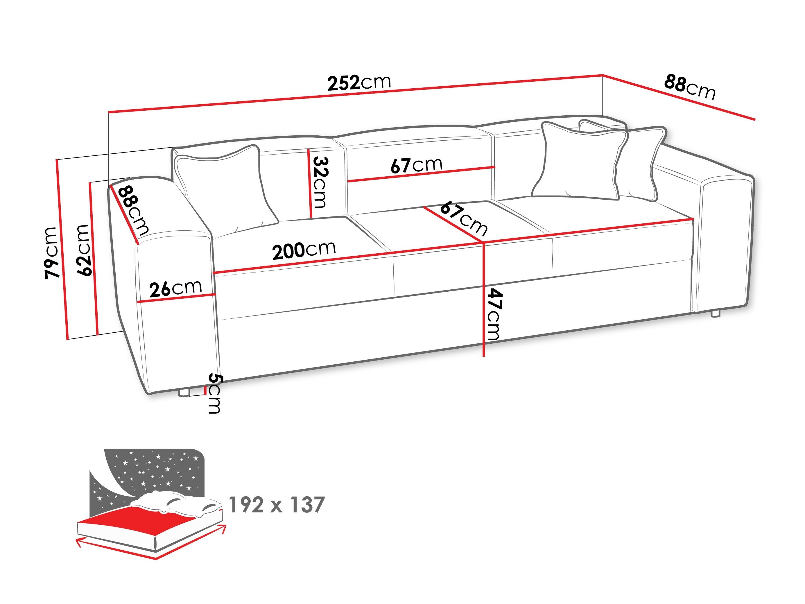 Sovesofa Clovis 114 (Coral 55)