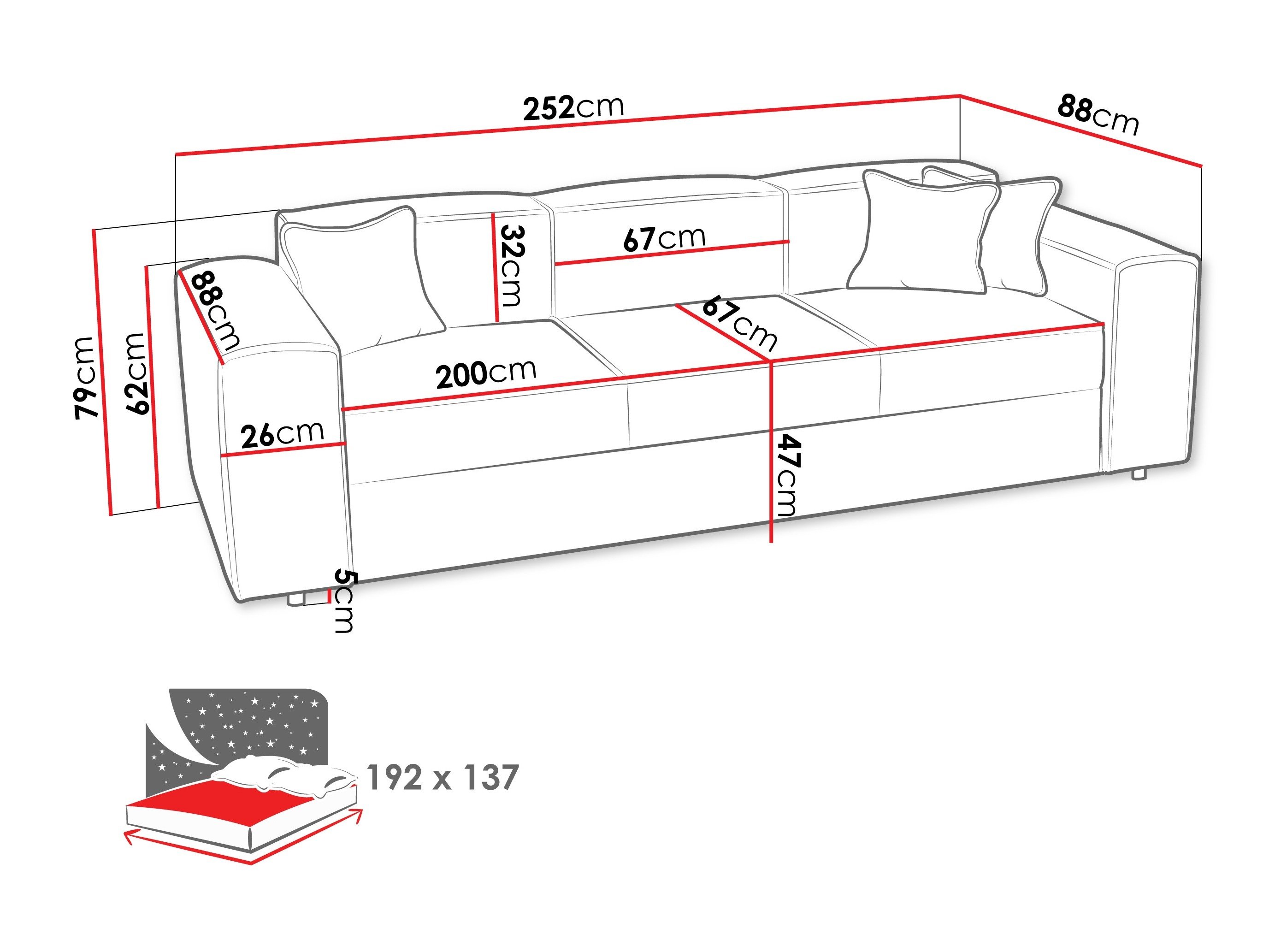Sovesofa Clovis 114 (Coral 65)