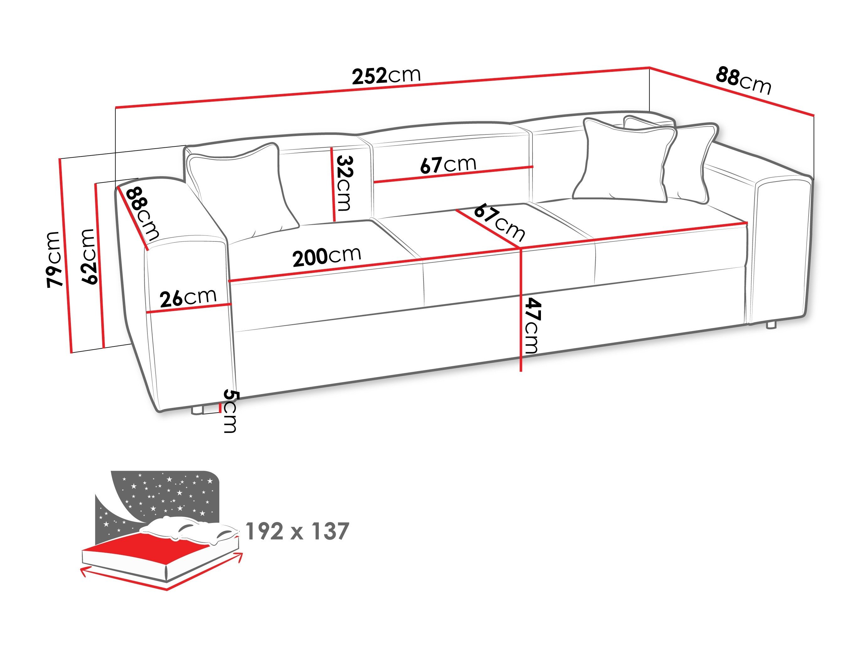 Sovesofa Clovis 114 (Coral 75)