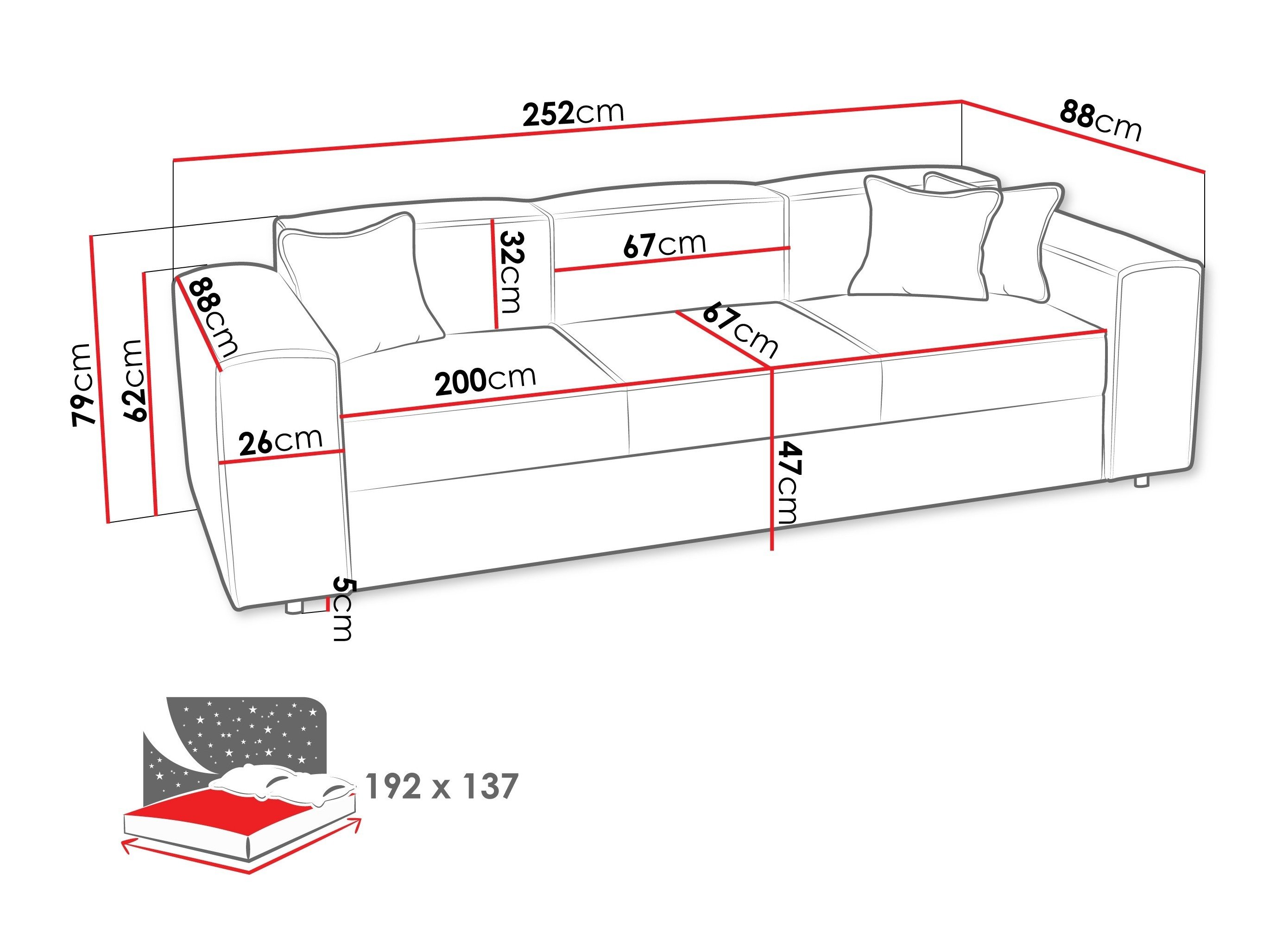 Sovesofa Clovis 114 (Coral 80)