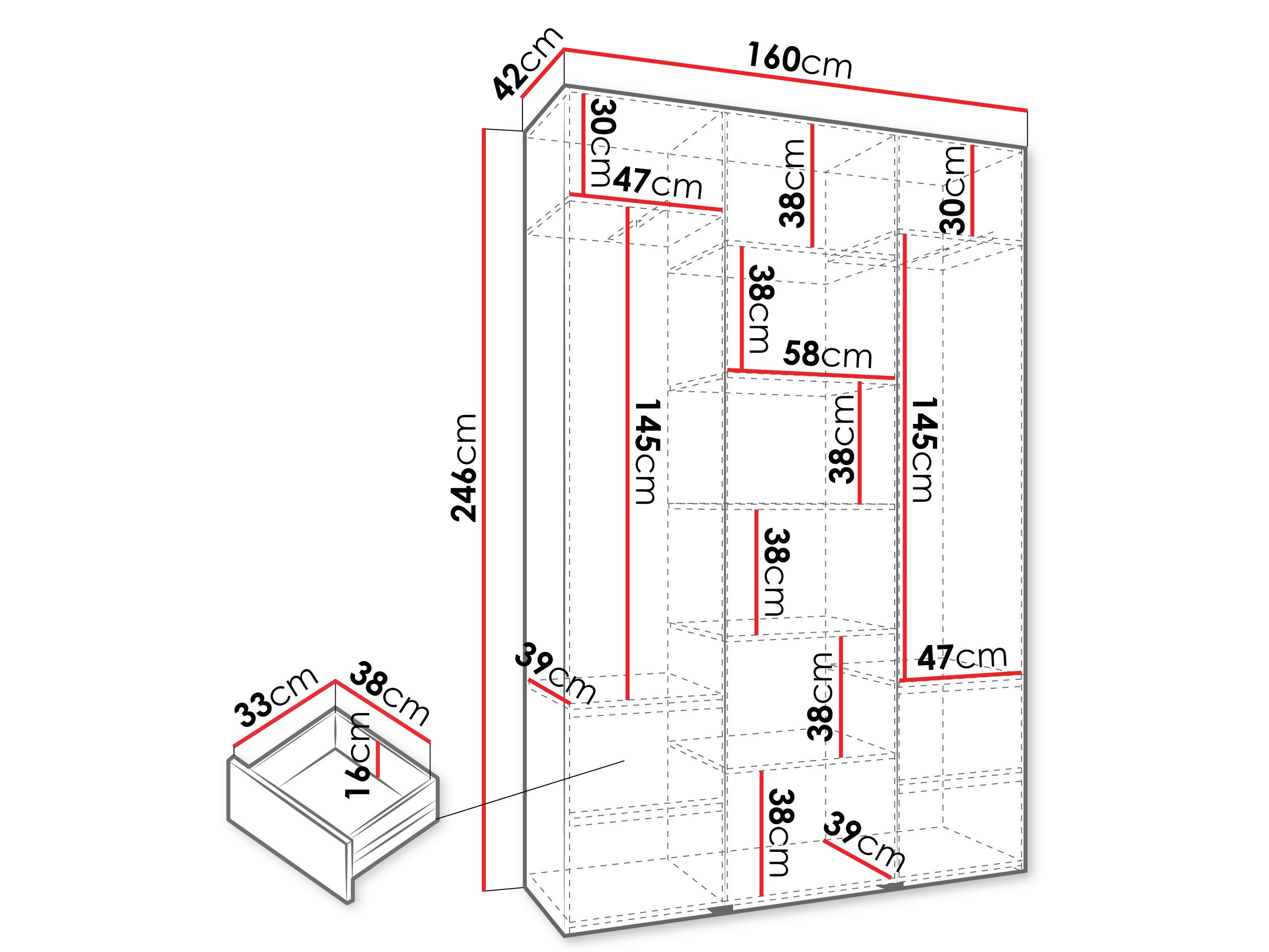 Garderobeskap Hartford 544 (Hvit)