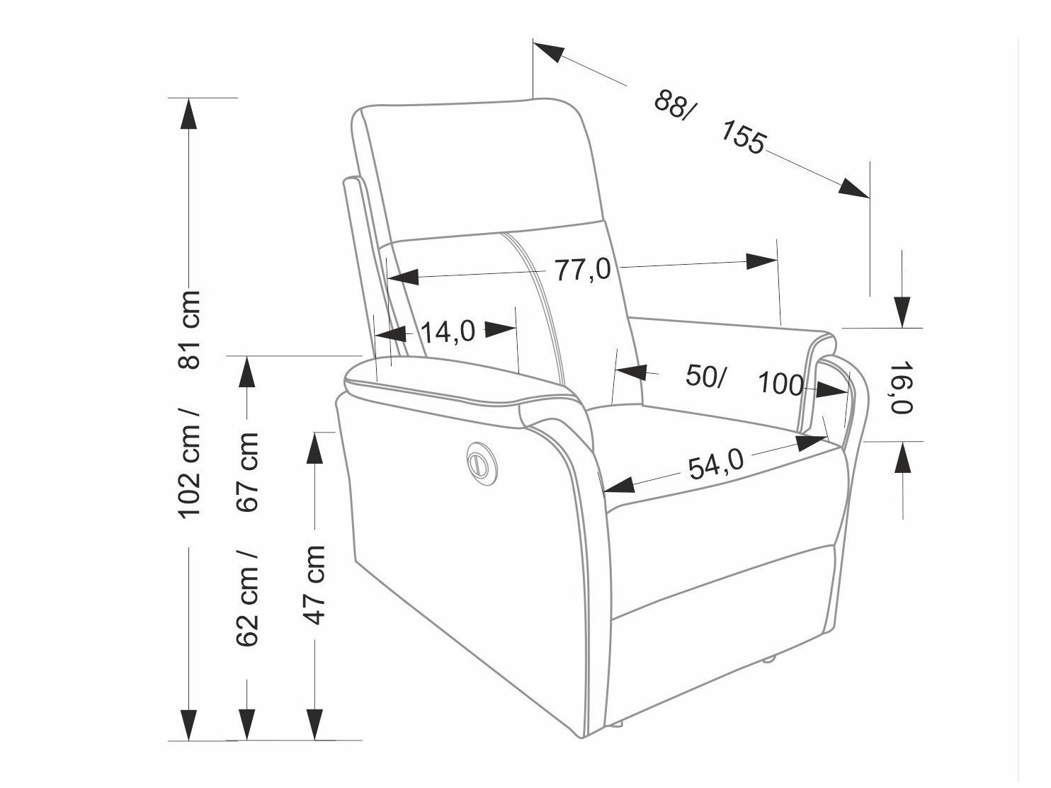 Reclinerlenestol Houston 2081 (Bluvel 14)