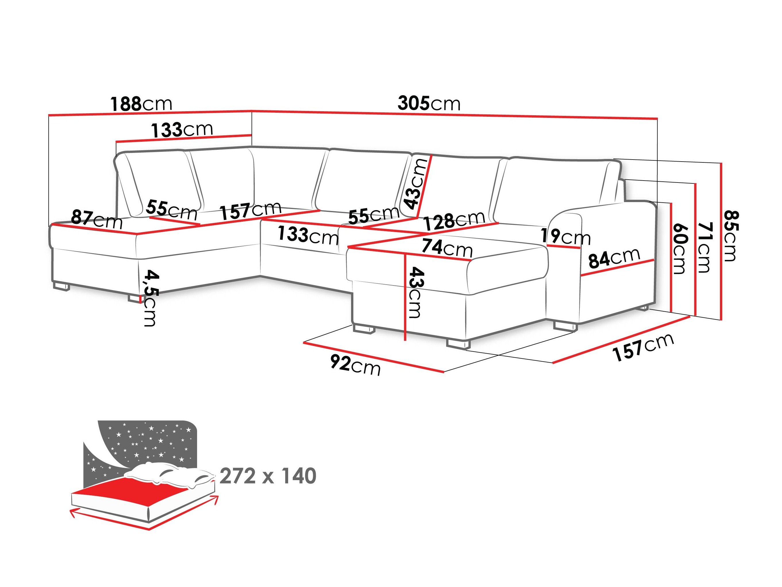 Hjørnesofa Comfivo Flumen (Maya 11)