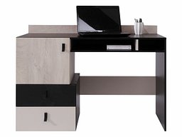 Skrivebord Camteso 107 (Svart + Eik + Beige)