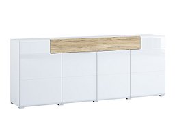 Kommode Torsone 102 (Hvit + Høyglans hvit + San Remo eik)