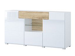 Kommode Torsone 108 (Hvit + Høyglans hvit + San Remo eik)