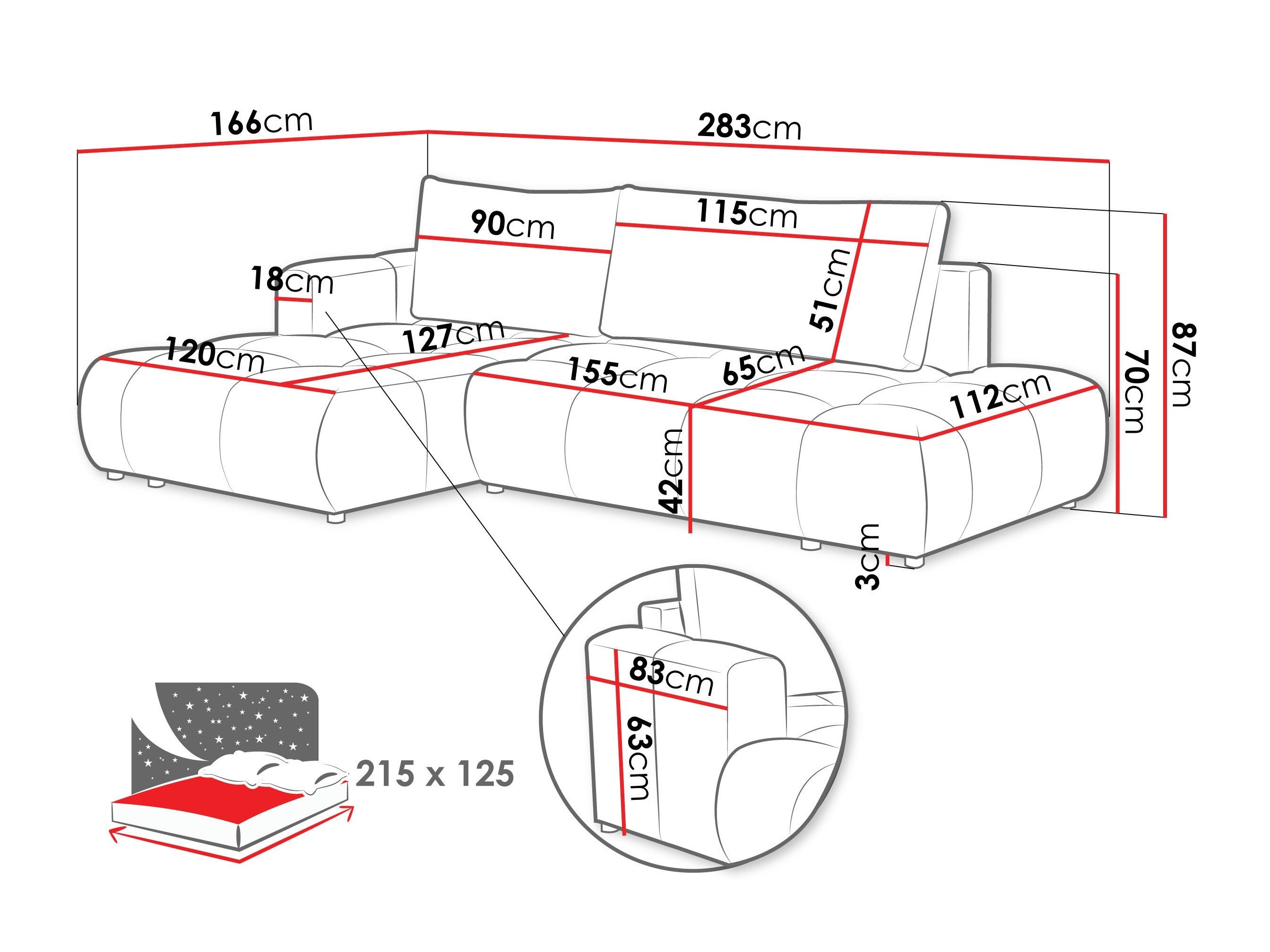 Hjørnesofa Oletudo (Lumo 65)