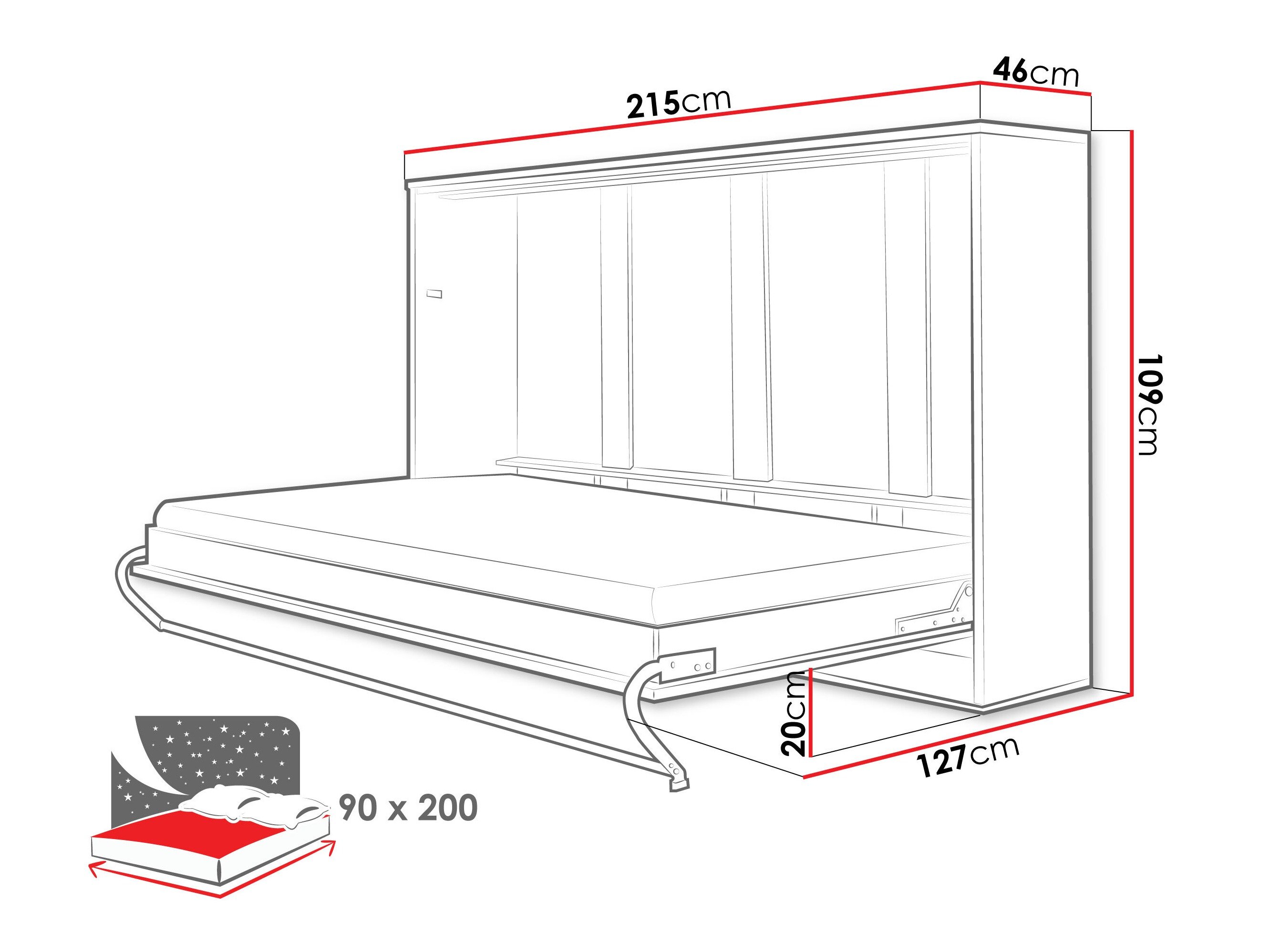 Sengeskapseng Concept Pro Lenart IV (Hvit + Høyglans hvit)