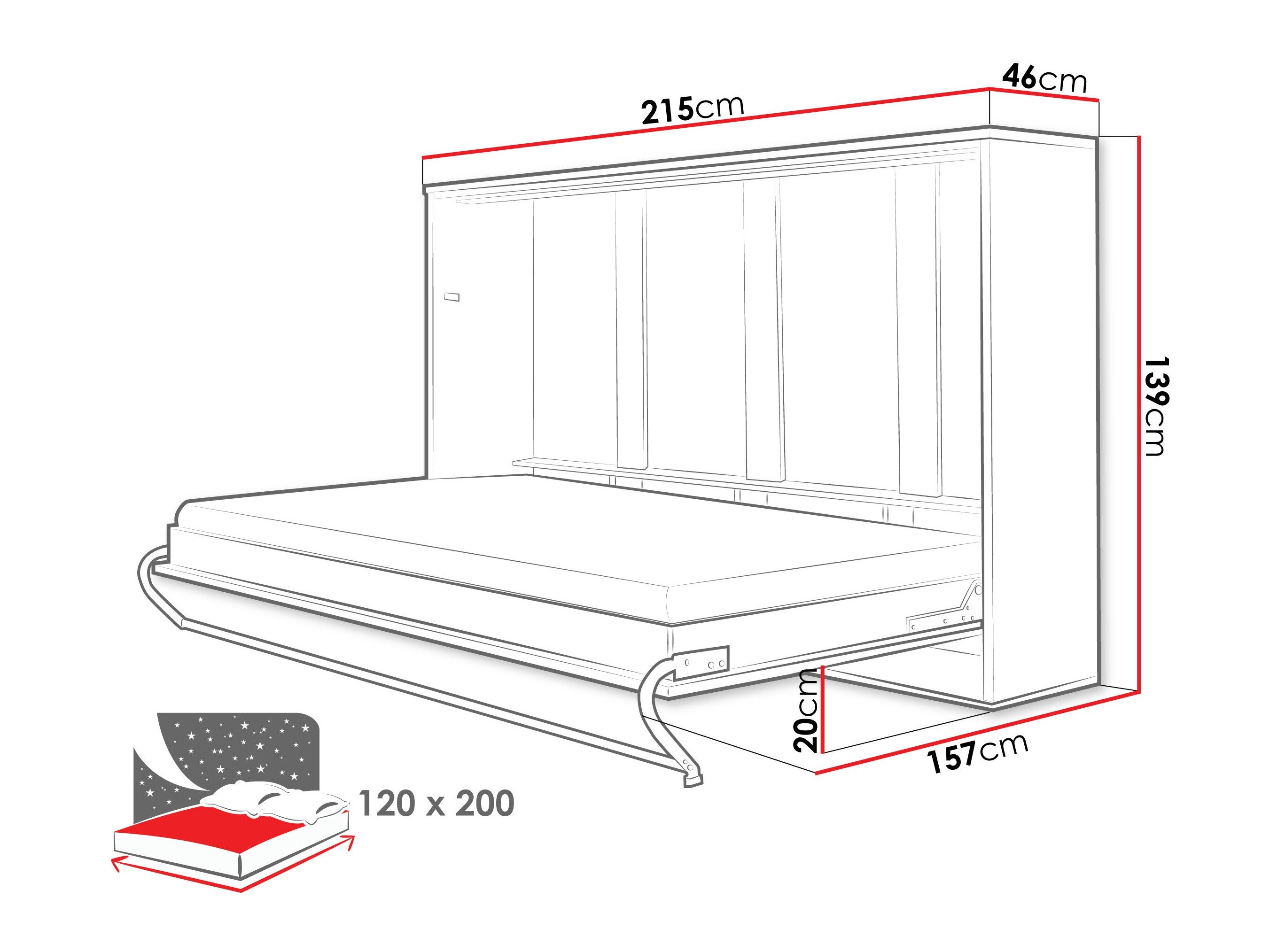 Sengeskapseng Concept Pro Lenart IV (Hvit + Høyglans hvit)