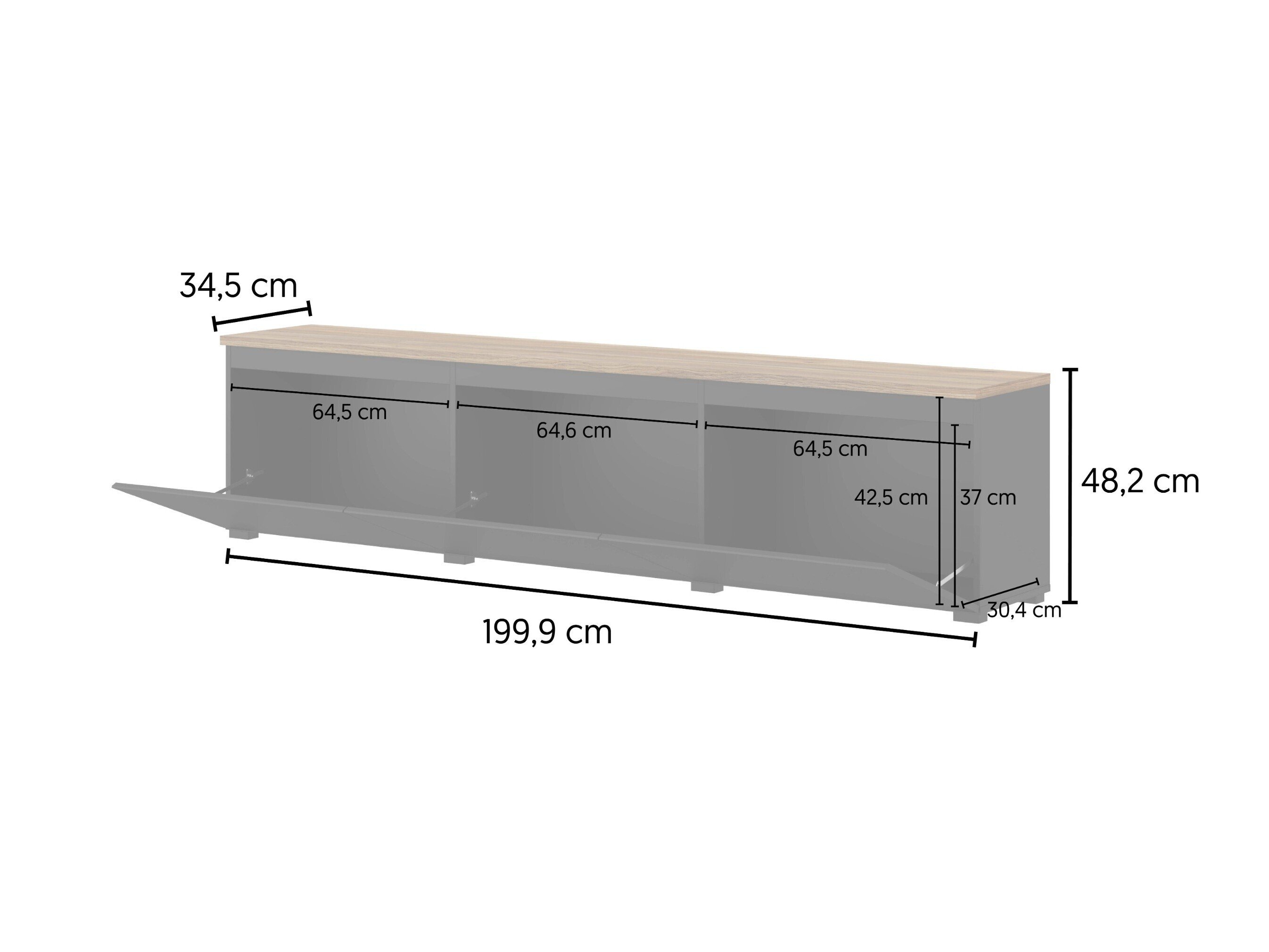 Stuesett Baletu 114 (Svart + Eik)
