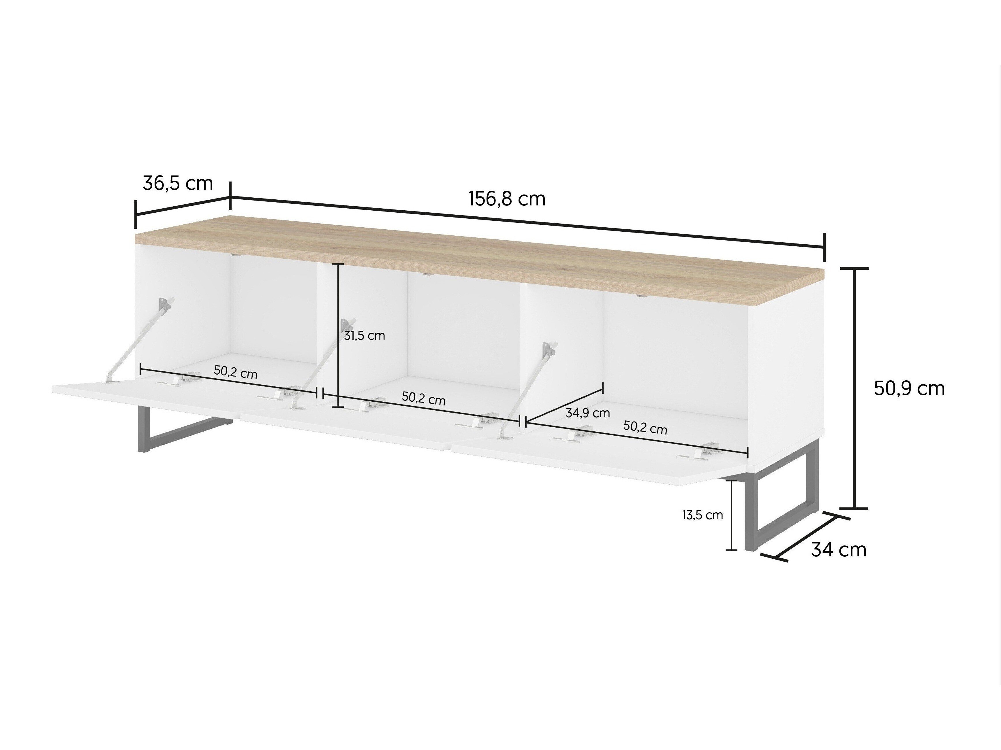 TV-benk Camtolo 100 (Hvit + Lys eik)